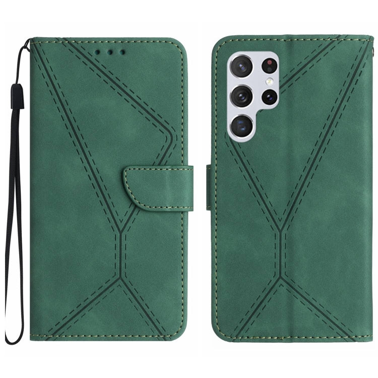 For Samsung Galaxy S25 Ultra 5G Stitching Embossed Leather Phone Case(Green)