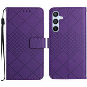 For Samsung Galaxy S25 5G Rhombic Grid Texture Leather Phone Case(Purple)