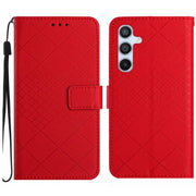 For Samsung Galaxy S25 5G Rhombic Grid Texture Leather Phone Case(Red)