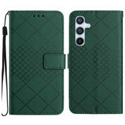 For Samsung Galaxy S25 5G Rhombic Grid Texture Leather Phone Case(Green)
