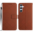 For Samsung Galaxy S25 5G Rhombic Grid Texture Leather Phone Case(Brown) - Galaxy S25 5G Cases by PMC Jewellery | Online Shopping South Africa | PMC Jewellery | Buy Now Pay Later Mobicred