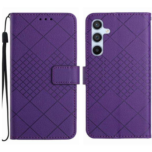 For Samsung Galaxy S25+ 5G Rhombic Grid Texture Leather Phone Case(Purple)