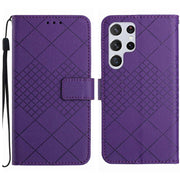 For Samsung Galaxy S25 Ultra 5G Rhombic Grid Texture Leather Phone Case(Purple)