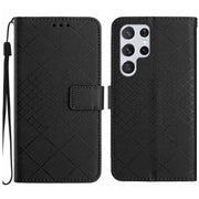 For Samsung Galaxy S25 Ultra 5G Rhombic Grid Texture Leather Phone Case(Black)