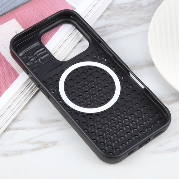 For iPhone 16 Pro Max Pure Color Honeycomb Aromatherapy MagSafe Phone Case(Black)