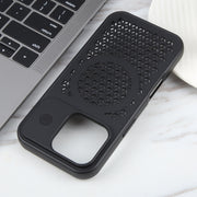 For iPhone 16 Pro Max Pure Color Honeycomb Aromatherapy MagSafe Phone Case(Black)
