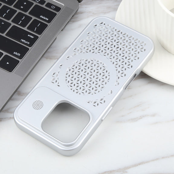 For iPhone 16 Pro Pure Color Honeycomb Aromatherapy MagSafe Phone Case(Silver)