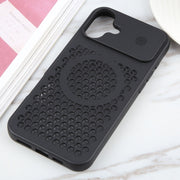 For iPhone 16 Plus Pure Color Honeycomb Aromatherapy MagSafe Phone Case(Black)