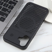For iPhone 16 Pure Color Honeycomb Aromatherapy MagSafe Phone Case(Black)