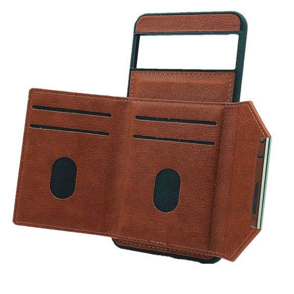 For Google Pixel 9 / 9 Pro Solid Color Metal Buckle Card Slots Bag Phone Case(Brown)