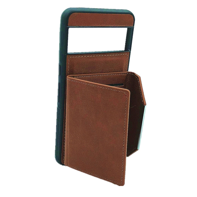 For Google Pixel 9 / 9 Pro Solid Color Metal Buckle Card Slots Bag Phone Case(Brown)