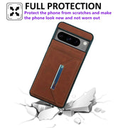 For Google Pixel 9 / 9 Pro Solid Color Metal Buckle Card Slots Bag Phone Case(Brown)