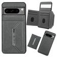 For Google Pixel 9 / 9 Pro Solid Color Metal Buckle Card Slots Bag Phone Case(Grey) - Google Cases by PMC TechLife | Online Shopping South Africa | PMC TechLife | Buy Now Pay Later Mobicred
