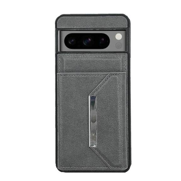 For Google Pixel 9 / 9 Pro Solid Color Metal Buckle Card Slots Bag Phone Case(Grey)