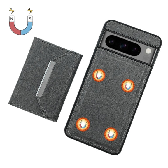 For Google Pixel 9 / 9 Pro Solid Color Metal Buckle Card Slots Bag Phone Case(Grey)
