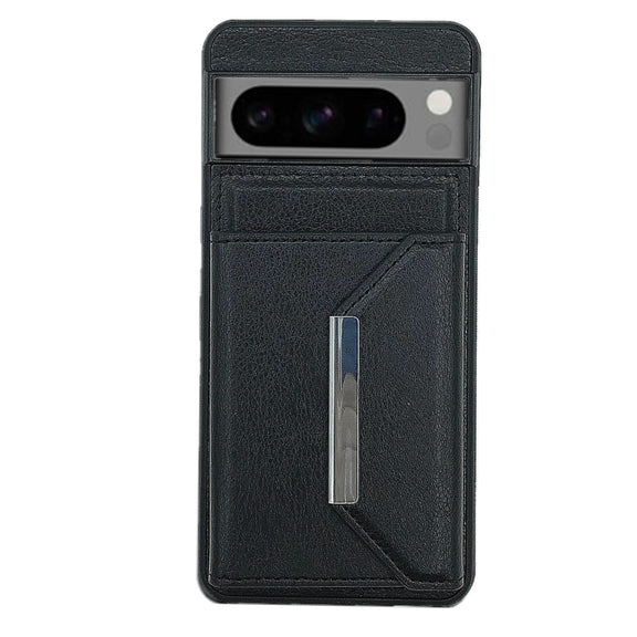 For Google Pixel 9 / 9 Pro Solid Color Metal Buckle Card Slots Bag Phone Case(Black)