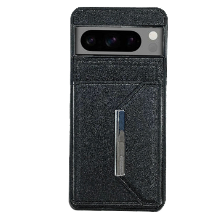 For Google Pixel 9 / 9 Pro Solid Color Metal Buckle Card Slots Bag Phone Case(Black)
