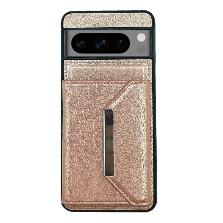 For Google Pixel 9 / 9 Pro Solid Color Metal Buckle Card Slots Bag Phone Case(Rose Gold)