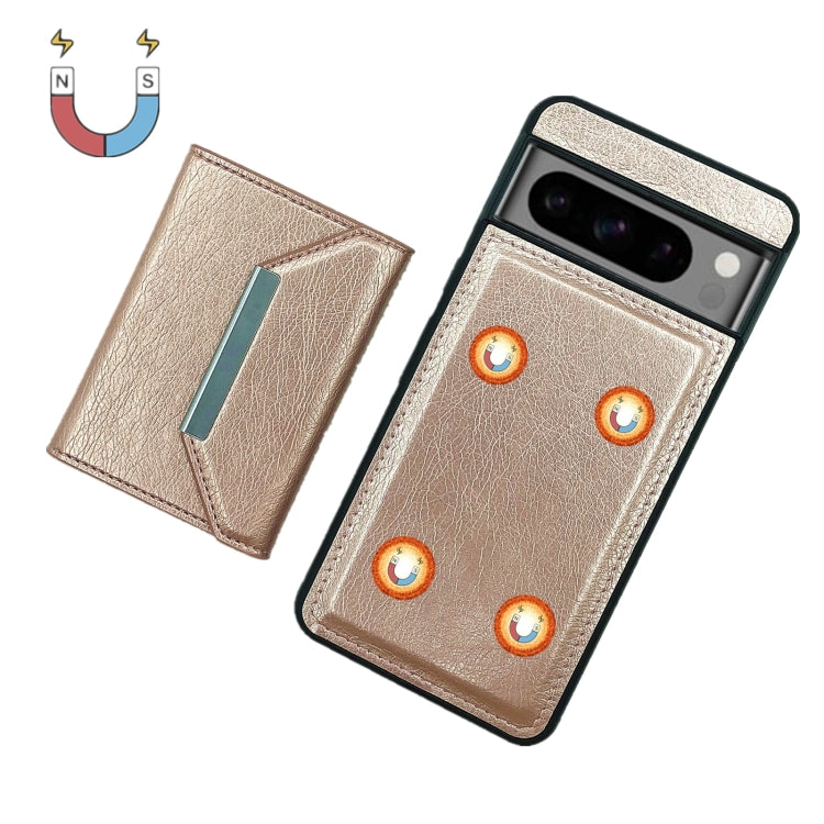 For Google Pixel 9 / 9 Pro Solid Color Metal Buckle Card Slots Bag Phone Case(Rose Gold)