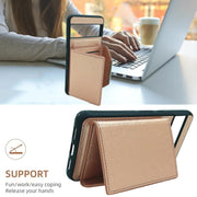 For Google Pixel 9 / 9 Pro Solid Color Metal Buckle Card Slots Bag Phone Case(Rose Gold)