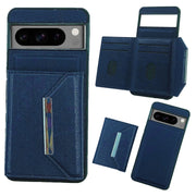 For Google Pixel 9 Pro XL Solid Color Metal Buckle Card Slots Bag Phone Case(Blue)