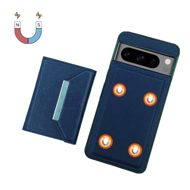 For Google Pixel 9 Pro XL Solid Color Metal Buckle Card Slots Bag Phone Case(Blue)