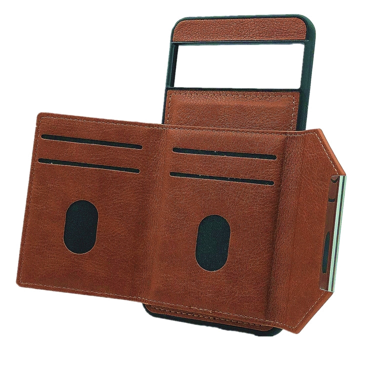 For Google Pixel 9 Pro XL Solid Color Metal Buckle Card Slots Bag Phone Case(Brown)