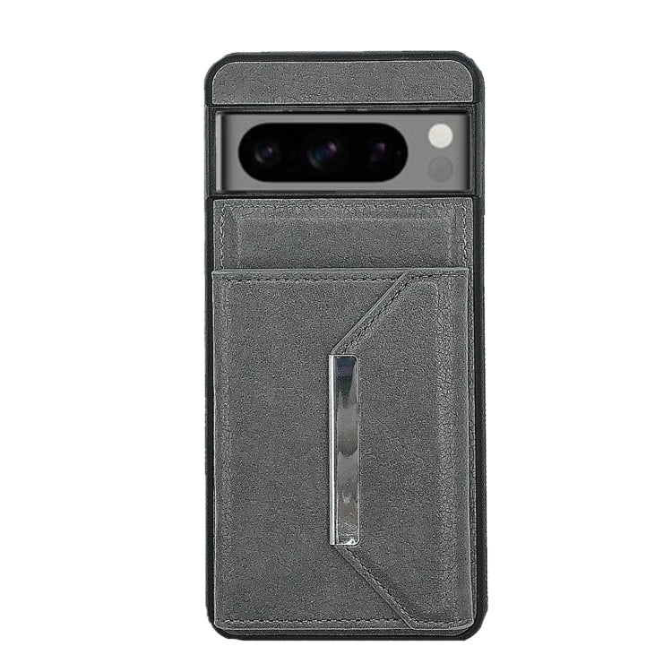 For Google Pixel 9 Pro XL Solid Color Metal Buckle Card Slots Bag Phone Case(Grey)