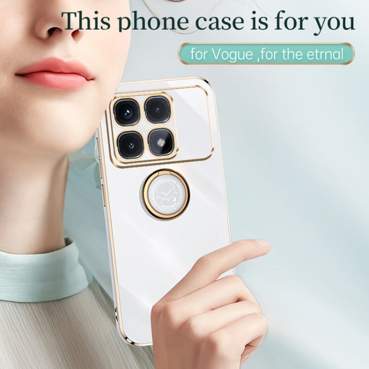 For Redmi K70 Ultra XINLI Straight Edge 6D Electroplate TPU Phone Case with Ring Holder(White)