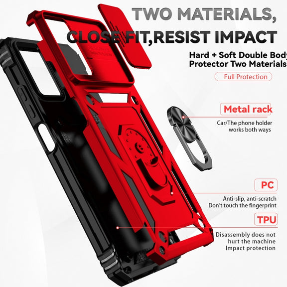 For Motorola Moto G Power 5G 2024 Sliding Camshield Holder Phone Case(Red)