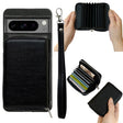 For Google Pixel 9 Pro XL Solid Color Zipper 11-Card Slots Bag Phone Case with Lanyard(Black) - Google Cases by PMC TechLife | Online Shopping South Africa | PMC TechLife | Buy Now Pay Later Mobicred