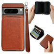 For Google Pixel 9 Pro XL Solid Color Zipper 11-Card Slots Bag Phone Case with Lanyard(Brown) - Google Cases by PMC TechLife | Online Shopping South Africa | PMC TechLife | Buy Now Pay Later Mobicred