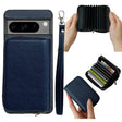 For Google Pixel 9 / 9 Pro Solid Color Zipper 11-Card Slots Bag Phone Case with Lanyard(Blue) - Google Cases by PMC TechLife | Online Shopping South Africa | PMC TechLife | Buy Now Pay Later Mobicred