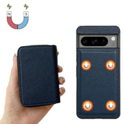 For Google Pixel 9 / 9 Pro Solid Color Zipper 11-Card Slots Bag Phone Case with Lanyard(Blue)