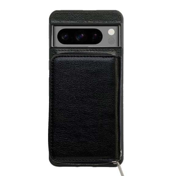 For Google Pixel 9 / 9 Pro Solid Color Zipper 11-Card Slots Bag Phone Case with Lanyard(Black)