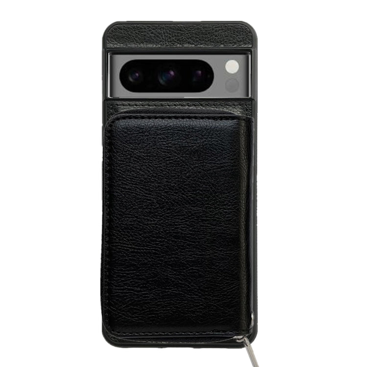 For Google Pixel 9 / 9 Pro Solid Color Zipper 11-Card Slots Bag Phone Case with Lanyard(Black)