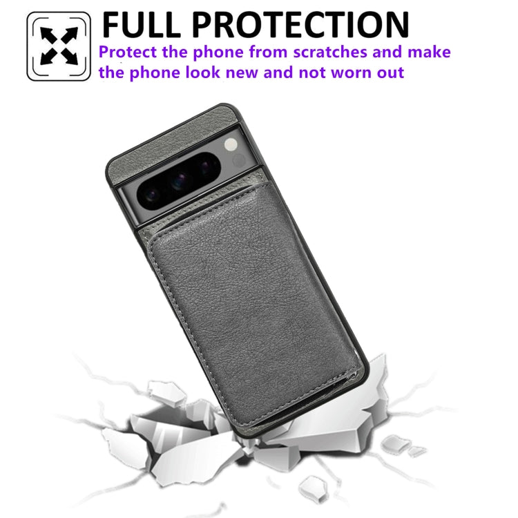 For Google Pixel 9 / 9 Pro Solid Color Zipper 11-Card Slots Bag Phone Case with Lanyard(Grey)