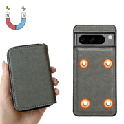 For Google Pixel 9 / 9 Pro Solid Color Zipper 11-Card Slots Bag Phone Case with Lanyard(Grey)