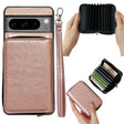 For Google Pixel 9 / 9 Pro Solid Color Zipper 11-Card Slots Bag Phone Case with Lanyard(Rose Gold) - Google Cases by PMC TechLife | Online Shopping South Africa | PMC TechLife | Buy Now Pay Later Mobicred