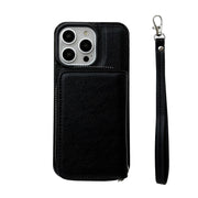 For iPhone 16 Pro Solid Color Zipper 11-Card Slots Bag Phone Case with Lanyard(Black)