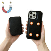 For iPhone 16 Pro Solid Color Zipper 11-Card Slots Bag Phone Case with Lanyard(Black)