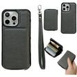For iPhone 16 Pro Solid Color Zipper 11-Card Slots Bag Phone Case with Lanyard(Grey) - iPhone 16 Pro Cases by PMC Jewellery | Online Shopping South Africa | PMC Jewellery | Buy Now Pay Later Mobicred