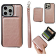 For iPhone 16 Pro Solid Color Zipper 11-Card Slots Bag Phone Case with Lanyard(Rose Gold) - iPhone 16 Pro Cases by PMC TechLife | Online Shopping South Africa | PMC TechLife | Buy Now Pay Later Mobicred
