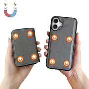 For iPhone 16 Plus Solid Color Zipper 11-Card Slots Bag Phone Case with Lanyard(Grey)