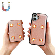 For iPhone 16 Plus Solid Color Zipper 11-Card Slots Bag Phone Case with Lanyard(Rose Gold)