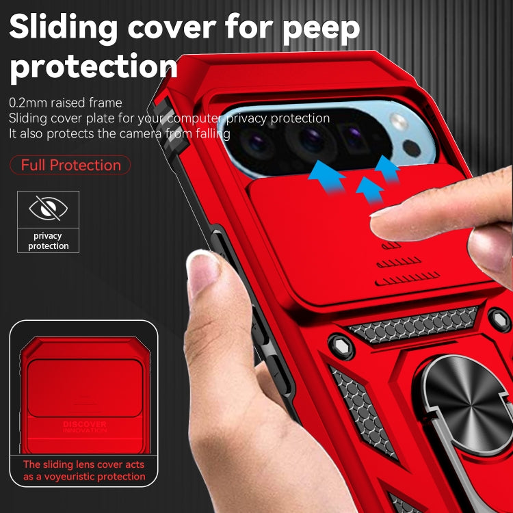 For Google Pixel 9 Sliding Camshield Holder Phone Case(Red)