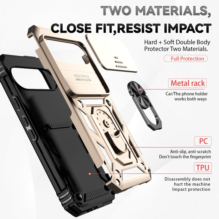 For Google Pixel 9 Sliding Camshield Holder Phone Case(Gold)