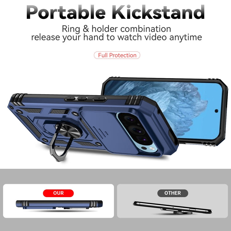 For Google Pixel 9 Sliding Camshield Holder Phone Case(Blue)