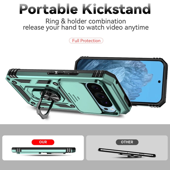 For Google Pixel 9 Sliding Camshield Holder Phone Case(Green)