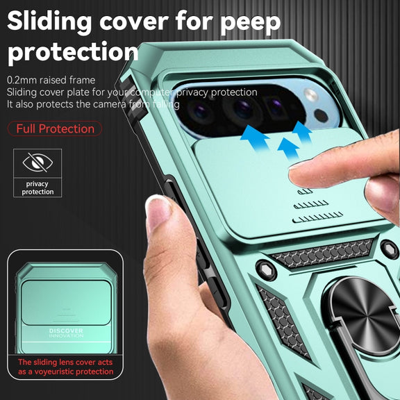 For Google Pixel 9 Sliding Camshield Holder Phone Case(Green)